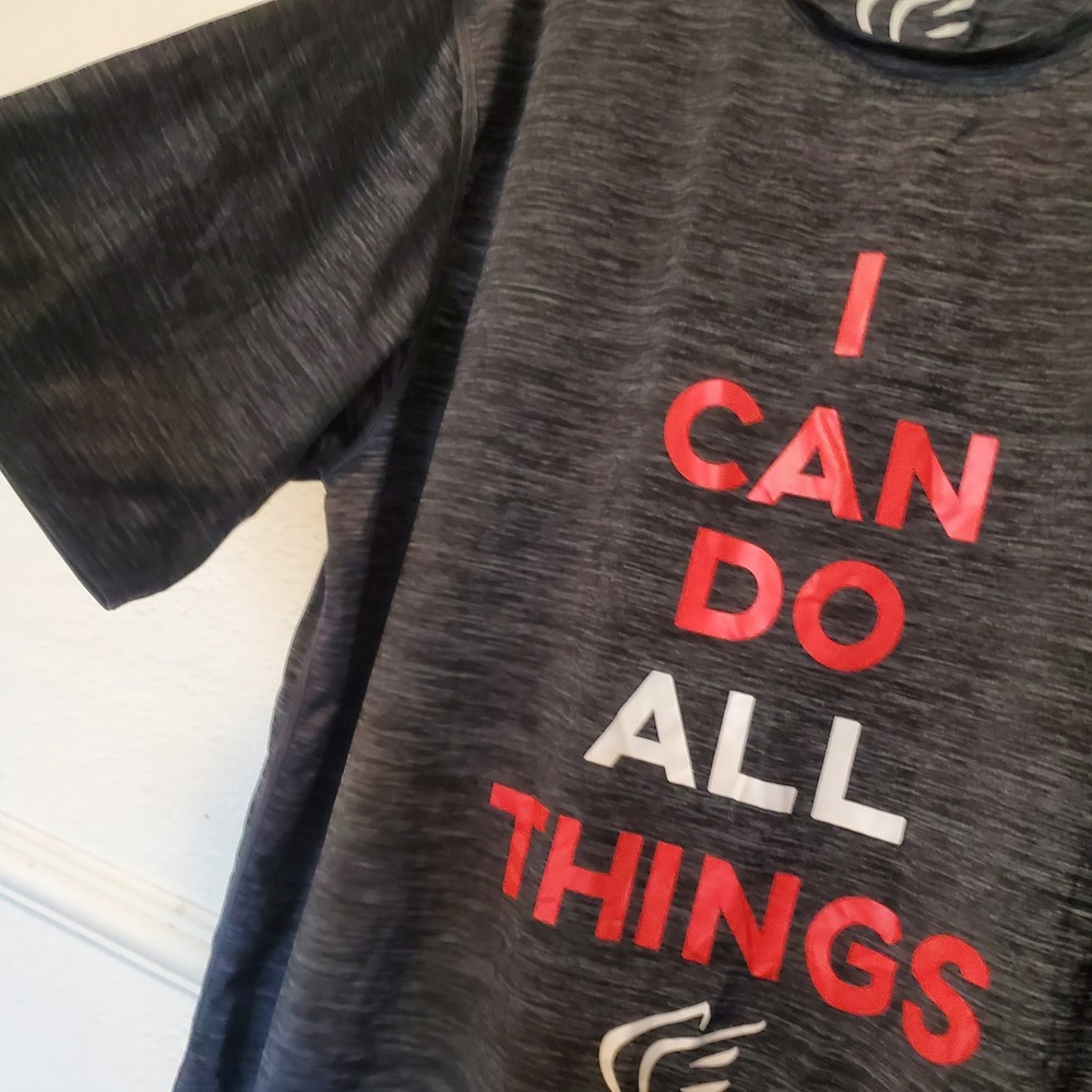 Active Faith Sports I Can Do All Things Gray Heather Athletic T-Shirt Mens XL - Picture 4 of 11